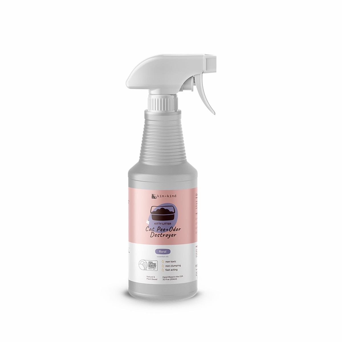 Kin + Kind Cat Pee + Odor Destroyer for Kitty Litter - Floral 32oz