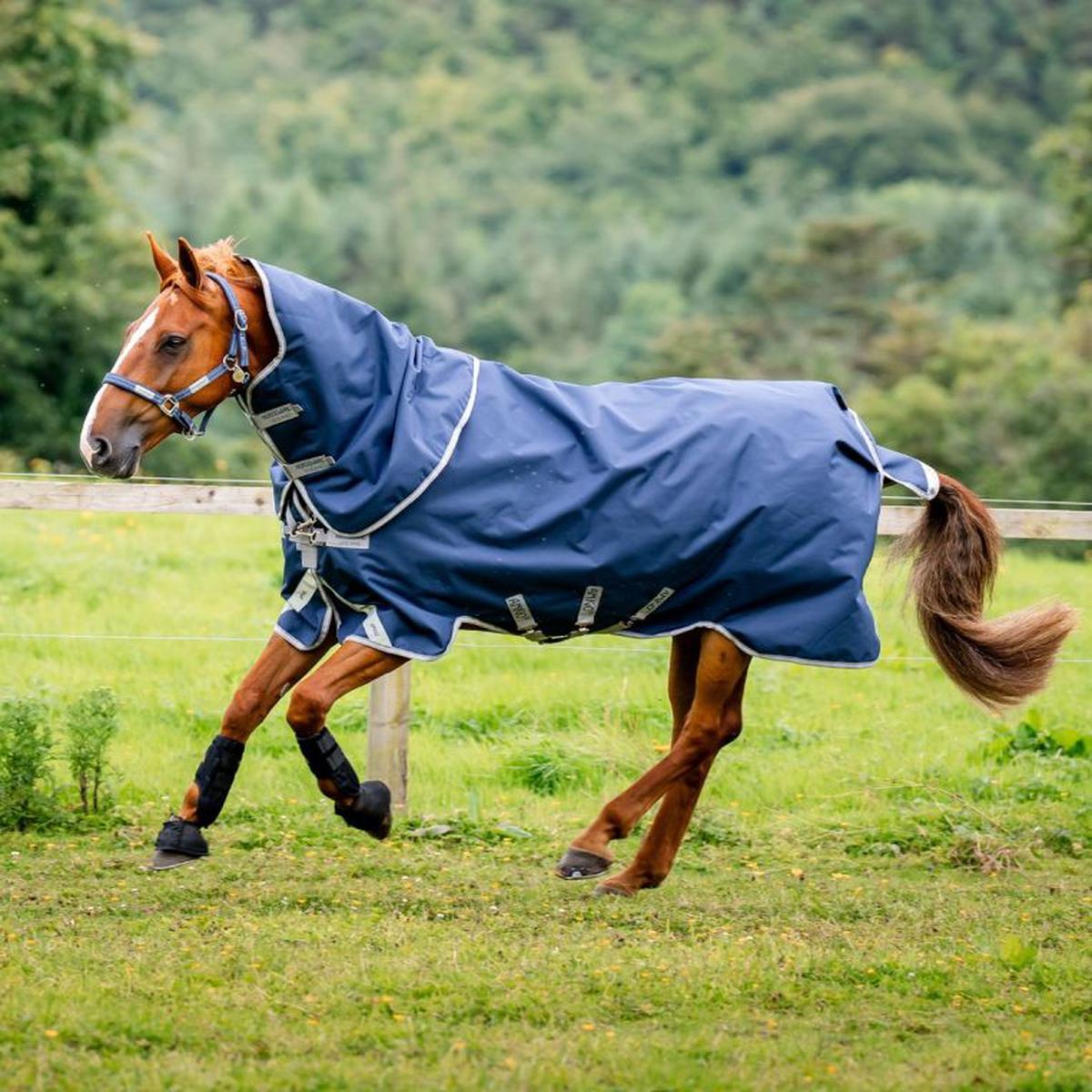 Horseware Amigo Bravo 12 Plus Turnout (0g Light) - Navy/Titanium Grey & Silver | 69"